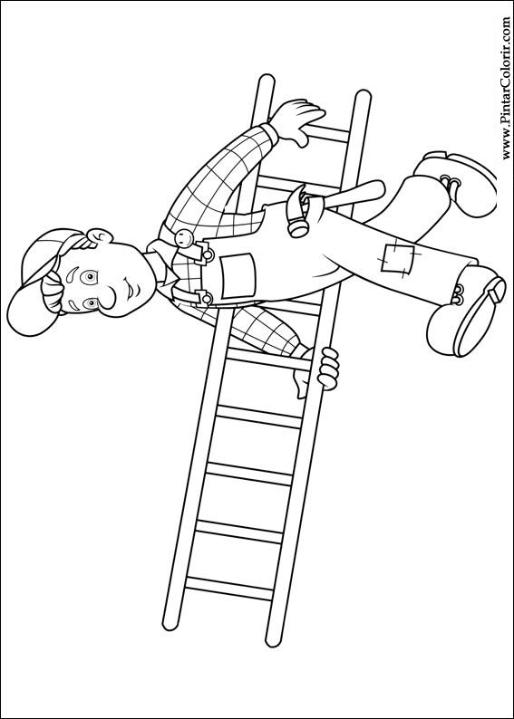 Tekeningen te schilderen &amp; Kleur Brandweerman Sam Print