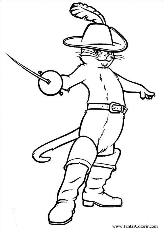 pintar colorir gato de botas 016