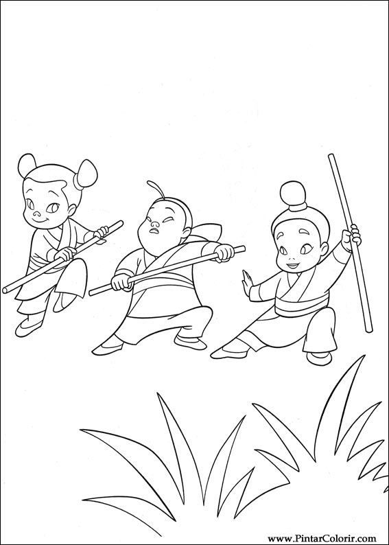 Dibujos para pintar y Color Mulan - Diseño de impresión 002