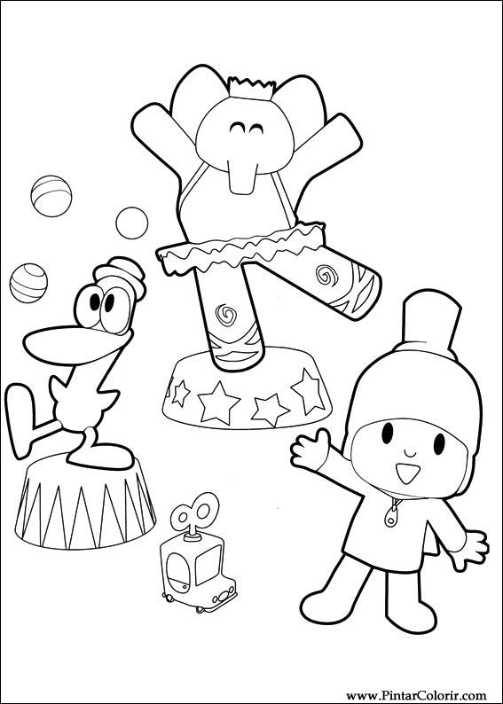 Drawings To Paint & Colour Pocoyo - Print Design 020