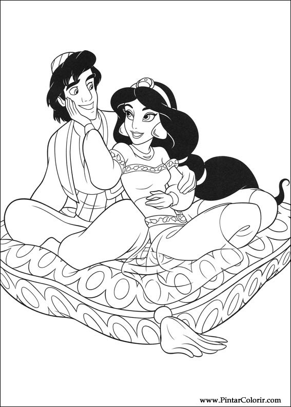 図面は、ペイント&カラーアラジンには プリントデザイン007 pintar colorir aladino 007